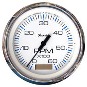 Faria Beede Instruments Chesapeake White SS 4" Tachometer w/Hourmeter - 6,000 RPM (Gas - 33832